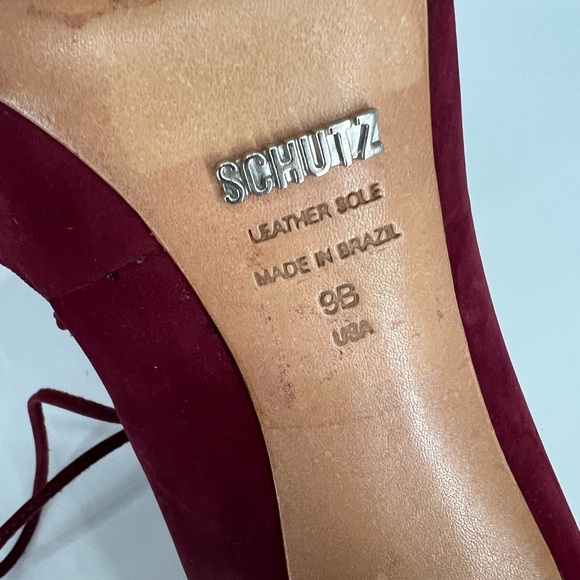 Schutz Red Wine Suede Heel Size  9 - Picture 7 of 7